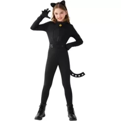 Joyfy Black Cat Halloween Costume Outfits For Girls, Kids Cat Outfit Set With Tail, Child Halloween Bodysuit Costume For Cosplay Dress Up Party -Halloween Costume Store GUEST c9058115 b46b 46ec a48e a8db712161fe