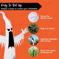 Joyfy 12 FT Halloween Inflatables Outdoor Decorations, Giant Ghost Inflatable With 3-Colored Flashing Flame Light For Halloween Yard Garden Lawn Decor -Halloween Costume Store GUEST ca696628 bf09 43bd b6f4 7154de2ea527