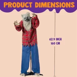 Joyfy 63'' Halloween Standing Werewolf Outdoor Decoration, Life Size Animated Ghost With LED Eyes And Sound Haunted House Props For Lawn Yard Patio -Halloween Costume Store GUEST cafc72c4 9ac0 4ebe a0fa dd283a4885d3