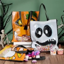 Joyfy Halloween Party Favors 3PCS Large See Through Tote Bags With Handles Trick Or Treat Bag Party Supplies For Candies Biscuits Cards 22.5" X 13.75" -Halloween Costume Store GUEST cd0cf397 c2e3 4b85 8332 1cb2fd3fcb48