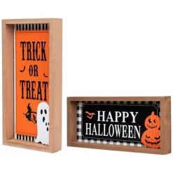 Northlight Happy Halloween Wooden Shadow Box Tabletop Sign - Set Of 2 -Halloween Costume Store GUEST cd408b0e 4df7 41dc 9c8f 13cbb6f23f49