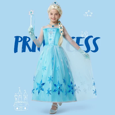 Joyfy Halloween Ice Princess Dress Costume For Girls Kids , Light-Up Princess Dress Up Cosplay Party Decor, Sequin Gown For Birthday 2 Joyfy Halloween Ice Princess Dress Costume For Girls Kids , Light-Up Princess Dress Up Cosplay Party Decor, Sequin Gown For Birthday - Image 2