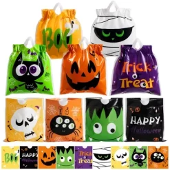 Joyfy 108 PCS Mini Halloween Drawstring Candy Bag, Party Favors Supplies, Goodie Trick Or Treat Bag With 9 Character Designs For Kids Classroom Gifts -Halloween Costume Store GUEST d09c8351 75fb 4ab4 8658 7456c8372a05