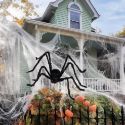 Joyfy Halloween Spider Web With Giant Spider Set,Realistic Hairy Spiders,400 Sq Ft Spider Web,Outdoor Decorations And Yard Party Decor Supplies -Halloween Costume Store GUEST d411bf3a f86a 4b7d 8dbc 820eea7cdc7f