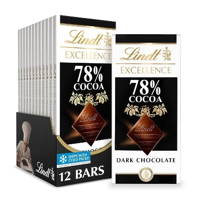 Lindt 4/6/12 Bars, Excellence 78% Cocoa Dark Chocolate 3.5oz Full Size Candy Bar 10 Lindt 4/6/12 Bars, Excellence 78% Cocoa Dark Chocolate 3.5oz Full Size Candy Bar - Image 10