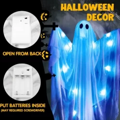 Joyfy 47” Halloween Hanging Ghost Outdoor Decoration, Flying Ghosts With Warm LED Light Party Decor Prop For Front Yard Patio Garden 2 Pack -Halloween Costume Store GUEST d641b52f 75b7 464e aa49 55e61624ca25