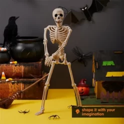 Joyfy 1/2/5/10 PCS 16" Posable Skeleton Halloween Decorative Props For Indoor/Outdoor Halloween Decorations Graveyard Haunted House Spooky Scene Party -Halloween Costume Store GUEST d767fa9d 873e 49e4 9e54 749759bce946