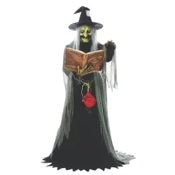 Seasonal Visions Animated Spell-Speaking Witch Halloween Decoration - 68 In - Black