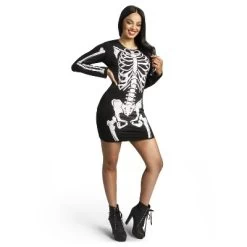 Joyfy Women's Glow In The Dark Skeleton Dress - Halloween Costume For Adults, Spooky Skeleton Bodysuit Party Outfit -Halloween Costume Store GUEST da545557 eb70 4ac9 b76b d929d4e80001