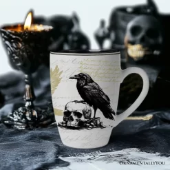 Elegant Goth Set Of 4 Ceramic Mugs With Real Gold Trim, Black And White Halloween Coffee Cup Kitchen Gift -Halloween Costume Store GUEST dab057ab 7716 43ad b620 cc56b8c0018b