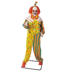6 Ft. 2 3/4" Animated Standing Light-Up Multicolor Clown Halloween Decoration