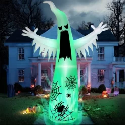 Joyfy 12 FT Halloween Inflatables Outdoor Decorations, Giant Ghost Inflatable With 3-Colored Flashing Flame Light For Halloween Yard Garden Lawn Decor -Halloween Costume Store GUEST dec7a161 510d 4fa6 8d6a 0d132fe4588b