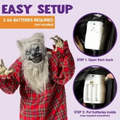 Joyfy 63'' Halloween Standing Werewolf Outdoor Decoration, Life Size Animated Ghost With LED Eyes And Sound Haunted House Props For Lawn Yard Patio -Halloween Costume Store GUEST df579b54 c8dc 4c21 a799 b8bbc573458f