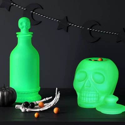 Ghoulish Blacklight Glow Skull Decorative Jar - Hyde And EEK! Boutique™ 1 Ghoulish Blacklight Glow Skull Decorative Jar - Hyde And EEK! Boutique™