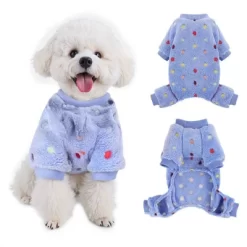 Dog Fuzzy Velvet Pajamas, Dog Winter Clothes For Small Dogs Boy Girl, Pet Jumpsuit, Doggy Apparel, Pink/Gray/Blue/Purple -Halloween Costume Store GUEST e83a6dfb 8b1e 4ab9 ac55 e014efa048d8