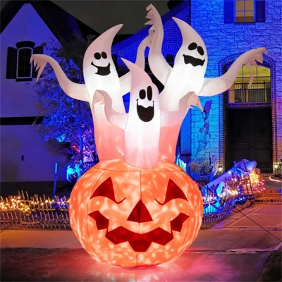 Syemin Inflatable Holiday Decorations Halloween Inflatable Ghost Pumpkin Decoration Rotating Flame Halloween Inflatable Decor, Orange, 54"*36"*72" 3 Syemin Inflatable Holiday Decorations Halloween Inflatable Ghost Pumpkin Decoration Rotating Flame Halloween Inflatable Decor, Orange, 54"*36"*72" - Image 3