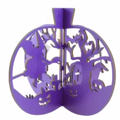 Ganz 8.0 Inch Laser Cut Pumpkins Lg Halloween Figurine Set , Lightweight Halloween Decor Bats Cat Spider Web (3PC)