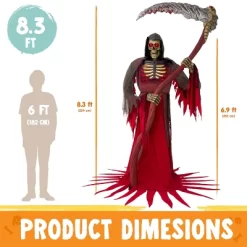 Joyfy 99.6'' Halloween Outdoor Decoration, Animatronics Standing Grim Reaper Holding Giant Scythe With Light For Indoor Outdoor Haunted House Decor -Halloween Costume Store GUEST ed1cca62 96de 4b60 b13c 56099e8121c9