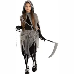 Joyfy Girls' Halloween Grim Reaper Costume Suits, Dress With Gloves And Tights Glow In The Dark, Halloween Costume For Cosplay Dress Up Party, S -Halloween Costume Store GUEST efdfb03f dae3 4c8e b379 26b017720e6a