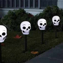 5ct Plastic Skeleton Halloween Novelty Pathway Lights With Cool White LEDs - Hyde And EEK! Boutique™: Outdoor Skeleton Decor, Battery Operated