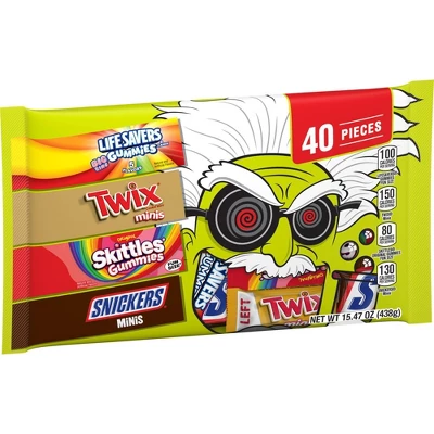 Mars - Snickers, Skittles, Twix & Life Savers Gummies Halloween Candy - 15.47oz/40ct 1 Mars - Snickers, Skittles, Twix & Life Savers Gummies Halloween Candy - 15.47oz/40ct