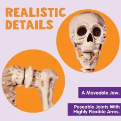 Joyfy Halloween Decor 5.6 FT Life Size Halloween Skeleton Full Body Posable Realistic Bones For Halloween Indoor Outdoor Decoration Grave Party Props -Halloween Costume Store GUEST f2f19874 d704 4d8a bd33 d321723bbbac