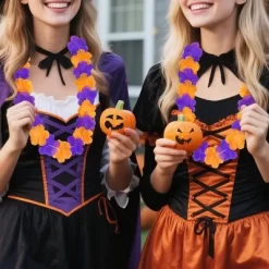 24 Pcs Halloween Leis Hawaiian Leis Necklace Tropical Flower Lei Floral Luau Party Decorations Orange Purple Dance Garland Headbands Photo Booth Photo -Halloween Costume Store GUEST f5e659e8 a13c 4737 abe4 068b40449410