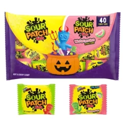 SOUR PATCH KIDS & Sour Patch Watermelon Halloween Candy Variety Pack Treat Size - 22oz/40ct