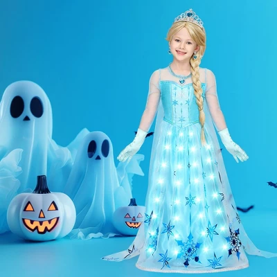 Joyfy Halloween Ice Princess Dress Costume For Girls Kids , Light-Up Princess Dress Up Cosplay Party Decor, Sequin Gown For Birthday 6 Joyfy Halloween Ice Princess Dress Costume For Girls Kids , Light-Up Princess Dress Up Cosplay Party Decor, Sequin Gown For Birthday - Image 6