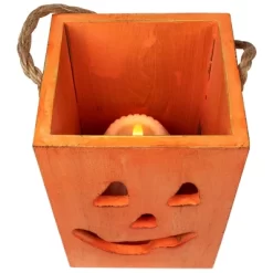 Northlight Small Orange Wood Jack O Lantern Halloween Candle Lantern - 6.25" -Halloween Costume Store GUEST f90d52a1 5461 471f b51e 73a6ae4712e5