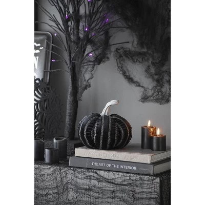 Gulches 7x7x7" Fabric Black Stripe Pumpkin Decor, Halloween Holiday Decor 5 Gulches 7x7x7" Fabric Black Stripe Pumpkin Decor, Halloween Holiday Decor - Image 5