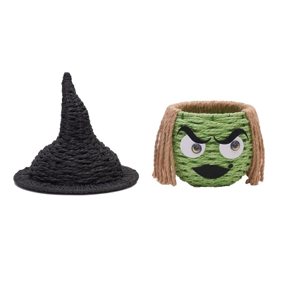 C&F Home Green Witch Handwoven Halloween Trick Or Treat Candy Basket Container 1 C&F Home Green Witch Handwoven Halloween Trick Or Treat Candy Basket Container